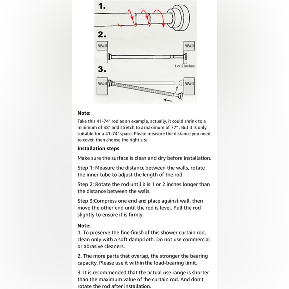 New! Tension Shower Curtain Rod - Never Rust Non-Slip Adjustable Closet Rod, Chr - Picture 13 of 14